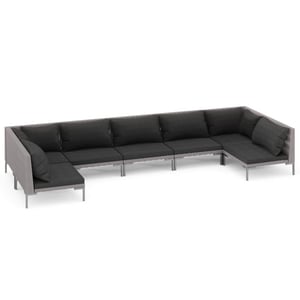 

vidaXL 7 Piece Garden Lounge Set with Cushions Poly Rattan Dark Grey