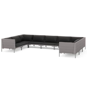 

vidaXL 9 Piece Garden Lounge Set with Cushions Poly Rattan Dark Grey