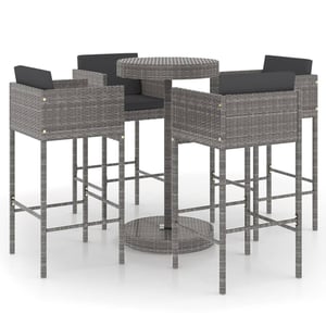 

vidaXL 5 Piece Garden Bar Set with Cushions Poly Rattan Grey