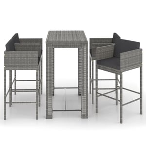 

vidaXL 5 Piece Garden Bar Set with Cushions Poly Rattan Grey