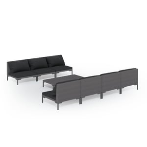 

vidaXL 8 Piece Garden Lounge Set with Cushions Poly Rattan Dark Grey