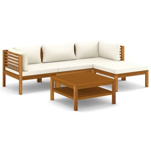 

vidaXL 5 Piece Garden Lounge Set with Cream Cushion Solid Acacia Wood