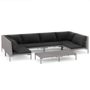 

vidaXL 7 Piece Garden Lounge Set with Cushions Poly Rattan Dark Grey