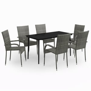 

vidaXL 7 Piece Garden Dining Set Grey and Black