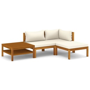 

vidaXL 4 Piece Garden Lounge Set with Cream Cushion Solid Acacia Wood