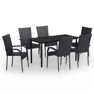 

vidaXL 7 Piece Outdoor Dining Set Black