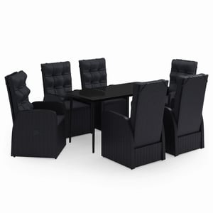 

vidaXL 7 Piece Garden Dining Set with Cushions Black