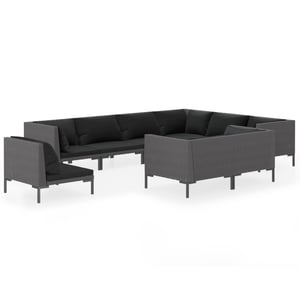 

vidaXL 9 Piece Garden Lounge Set with Cushions Poly Rattan Dark Grey
