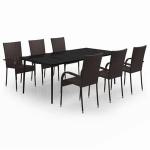 

vidaXL 7 Piece Garden Dining Set Brown and Black