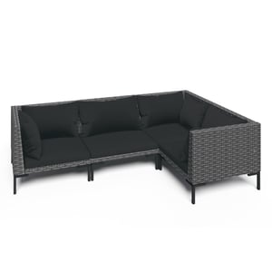 

vidaXL 4 Piece Garden Lounge Set with Cushions Poly Rattan Dark Grey