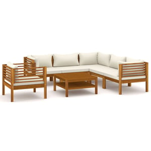 

vidaXL 7 Piece Garden Lounge Set with Cream Cushion Solid Acacia Wood