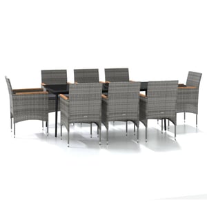 

vidaXL 9 Piece Garden Dining Set with Cushions Grey and Black