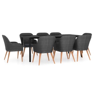

vidaXL 9 Piece Garden Dining Set with Cushions Black
