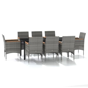 

vidaXL 9 Piece Garden Dining Set with Cushions Grey and Black