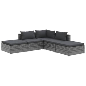 

vidaXL 5 Piece Garden Lounge Set with Cushions Poly Rattan Grey