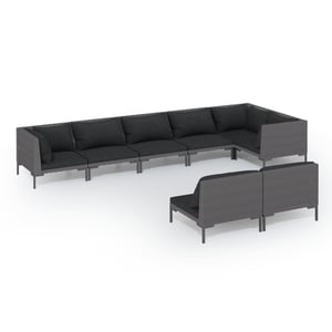 

vidaXL 8 Piece Garden Lounge Set with Cushions Poly Rattan Dark Grey