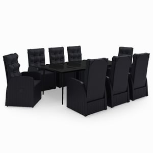 

vidaXL 9 Piece Garden Dining Set with Cushions Black