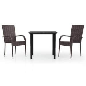 

vidaXL 3 Piece Outdoor Dining Set Brown and Black