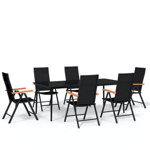 

vidaXL 7 Piece Garden Dining Set Black