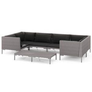 

vidaXL 7 Piece Garden Lounge Set with Cushions Poly Rattan Dark Grey