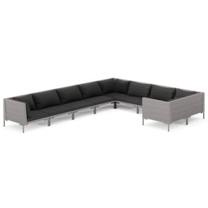

vidaXL 9 Piece Garden Lounge Set with Cushions Poly Rattan Dark Grey