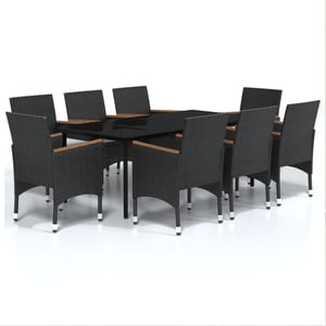 

vidaXL 9 Piece Garden Dining Set with Cushions Black