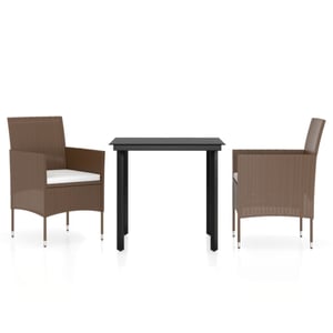 

vidaXL 3 Piece Garden Dining Set with Cushions Brown and Black