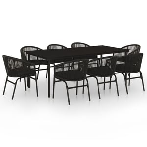 

vidaXL 9 Piece Garden Dining Set Black