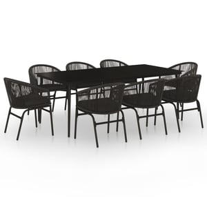 

vidaXL 9 Piece Garden Dining Set Black