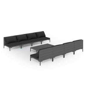 

vidaXL 9 Piece Garden Lounge Set with Cushions Poly Rattan Dark Grey
