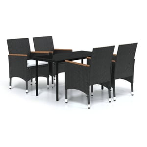 

vidaXL 5 Piece Garden Dining Set with Cushions Black