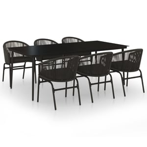 

vidaXL 7 Piece Garden Dining Set Black