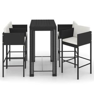 

vidaXL 5 Piece Garden Bar Set with Cushions Poly Rattan Black