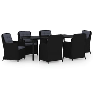 

vidaXL 7 Piece Garden Dining Set Black