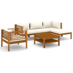 

vidaXL 6 Piece Garden Lounge Set with Cream Cushion Solid Acacia Wood