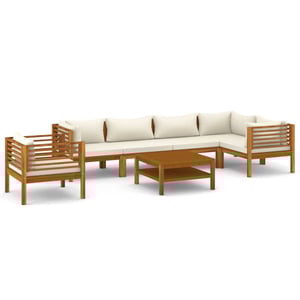 

vidaXL 7 Piece Garden Lounge Set with Cream Cushion Solid Acacia Wood