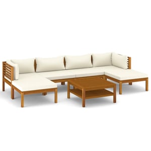 

vidaXL 7 Piece Garden Lounge Set with Cream Cushion Solid Acacia Wood