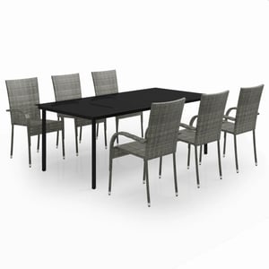 

vidaXL 7 Piece Garden Dining Set Grey and Black