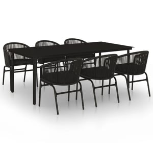 

vidaXL 7 Piece Garden Dining Set Black