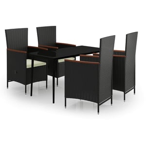 

vidaXL 5 Piece Garden Dining Set with Cushions Black