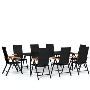 

vidaXL 9 Piece Garden Dining Set Black