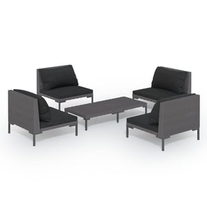 

vidaXL 5 Piece Garden Lounge Set with Cushions Poly Rattan Dark Grey