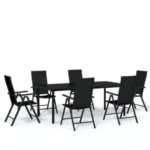 

vidaXL 7 Piece Garden Dining Set Black