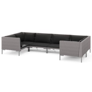 

vidaXL 6 Piece Garden Lounge Set with Cushions Poly Rattan Dark Grey