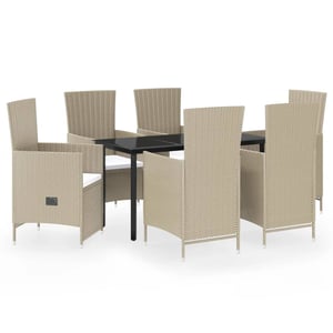 

vidaXL 7 Piece Garden Dining Set with Cushions Beige