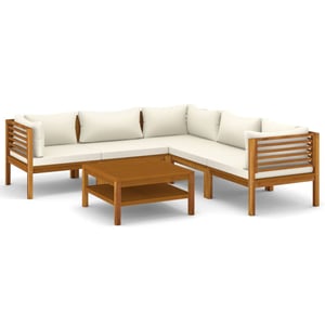 

vidaXL 6 Piece Garden Lounge Set with Cream Cushion Solid Acacia Wood