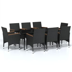 

vidaXL 9 Piece Garden Dining Set with Cushions Black