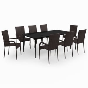 

vidaXL 9 Piece Garden Dining Set Brown and Black