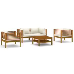 

vidaXL 5 Piece Garden Lounge Set with Cream Cushion Solid Acacia Wood