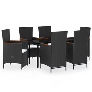 

vidaXL 7 Piece Garden Dining Set with Cushions Black